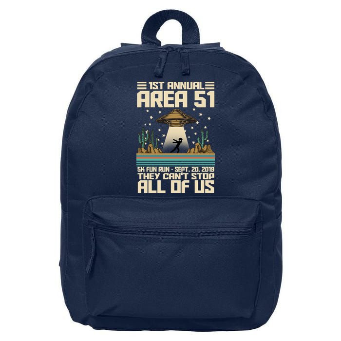 1st Annual Area 51 5k Fun Run Cant Stop Us  16 in Basic Backpack