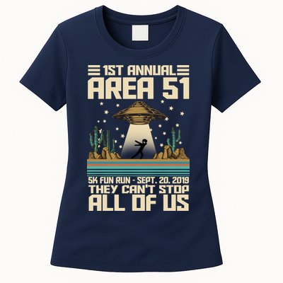 1st Annual Area 51 5k Fun Run Cant Stop Us  Womens T-Shirt