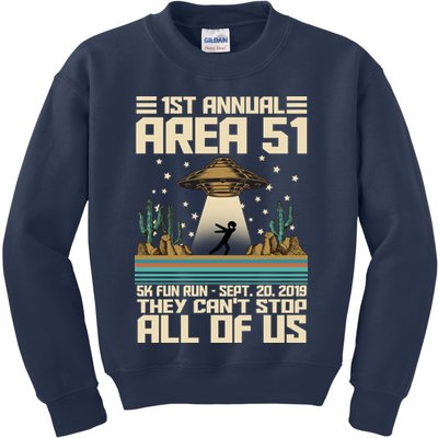 1st Annual Area 51 5k Fun Run Cant Stop Us  Kids Sweatshirt