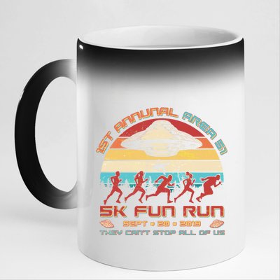 1st Annual Area 51 5K Fun Run Funny Retro Alien 11oz Black Color Changing Mug