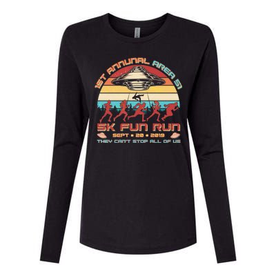 1st Annual Area 51 5K Fun Run Funny Retro Alien Womens Cotton Relaxed Long Sleeve T-Shirt