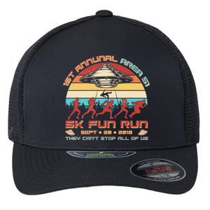 1st Annual Area 51 5K Fun Run Funny Retro Alien Flexfit Unipanel Trucker Cap