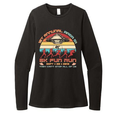 1st Annual Area 51 5K Fun Run Funny Retro Alien Womens CVC Long Sleeve Shirt