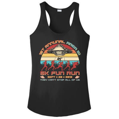 1st Annual Area 51 5K Fun Run Funny Retro Alien Ladies PosiCharge Competitor Racerback Tank