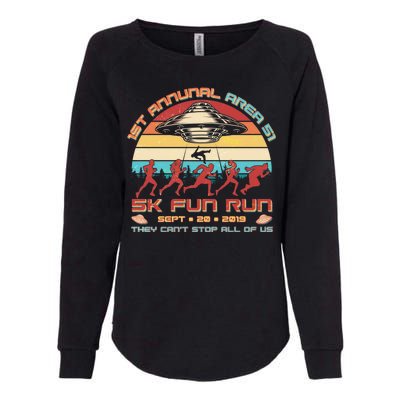 1st Annual Area 51 5K Fun Run Funny Retro Alien Womens California Wash Sweatshirt