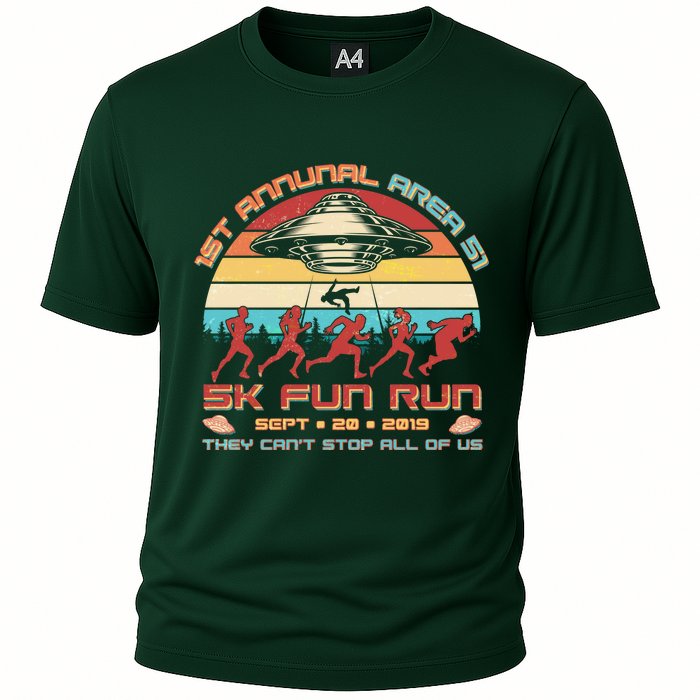 1st Annual Area 51 5K Fun Run Funny Retro Alien Cooling Performance Crew T-Shirt