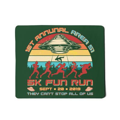 1st Annual Area 51 5K Fun Run Funny Retro Alien Mousepad