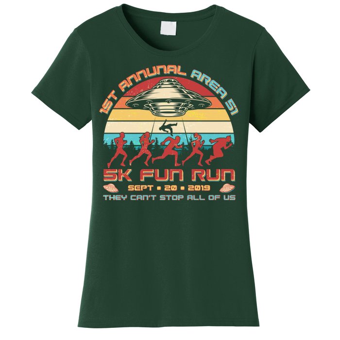 1st Annual Area 51 5K Fun Run Funny Retro Alien Women's T-Shirt