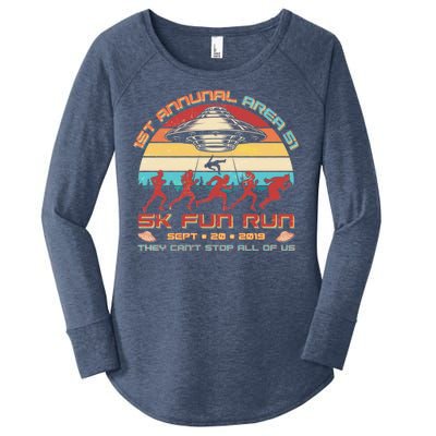 1st Annual Area 51 5K Fun Run Funny Retro Alien Women's Perfect Tri Tunic Long Sleeve Shirt