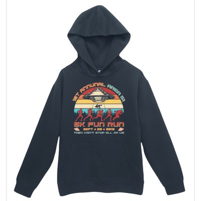 1st Annual Area 51 5K Fun Run Funny Retro Alien Urban Pullover Hoodie