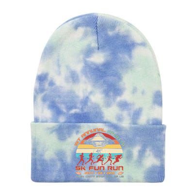 1st Annual Area 51 5K Fun Run Funny Retro Alien Tie Dye 12in Knit Beanie