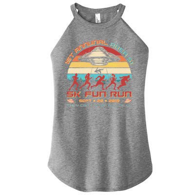 1st Annual Area 51 5K Fun Run Funny Retro Alien Women's Perfect Tri Rocker Tank