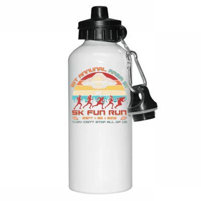 1st Annual Area 51 5K Fun Run Funny Retro Alien Aluminum Water Bottle