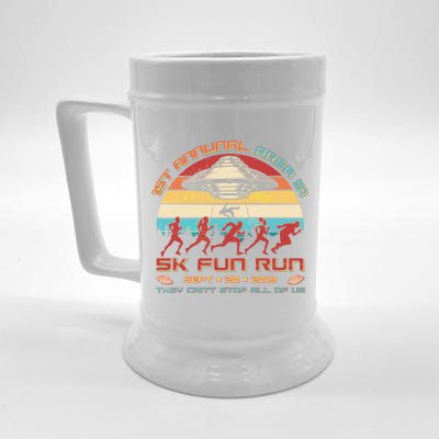 1st Annual Area 51 5K Fun Run Funny Retro Alien Beer Stein