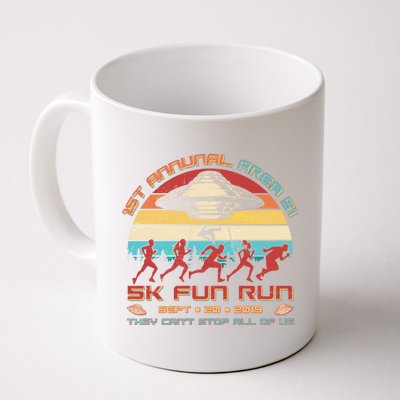 1st Annual Area 51 5K Fun Run Funny Retro Alien Coffee Mug