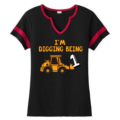 1st Birthday I'm Digging Being One Ladies Halftime Notch Neck Tee