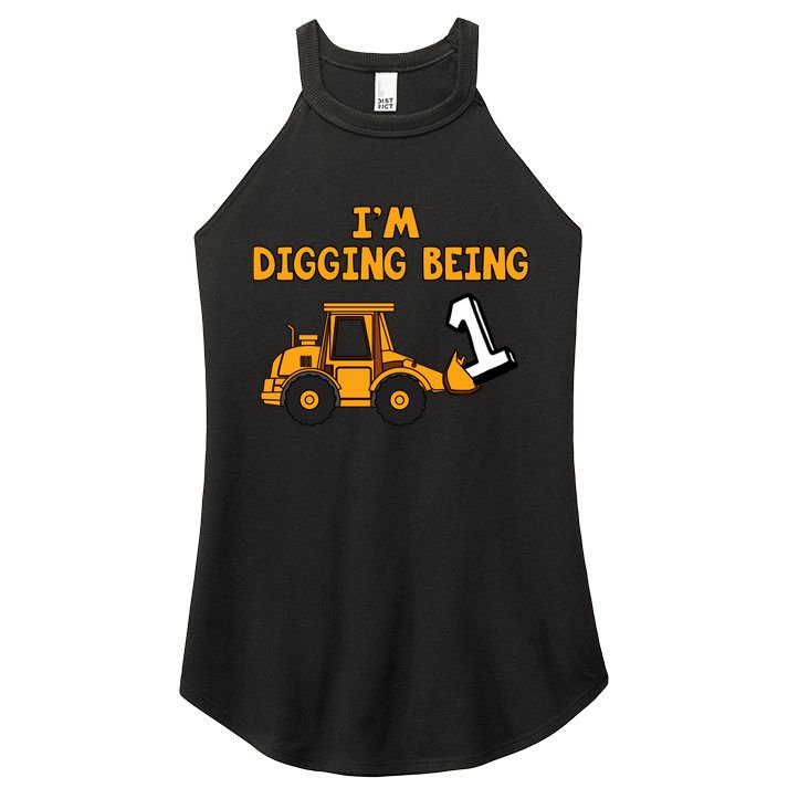 1st Birthday I'm Digging Being One Women's Perfect Tri Rocker Tank