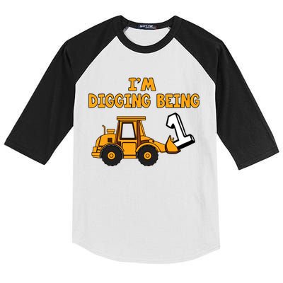 1st Birthday I'm Digging Being One Kids Colorblock Raglan Jersey