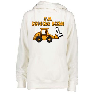 1st Birthday I'm Digging Being One Womens Funnel Neck Pullover Hood