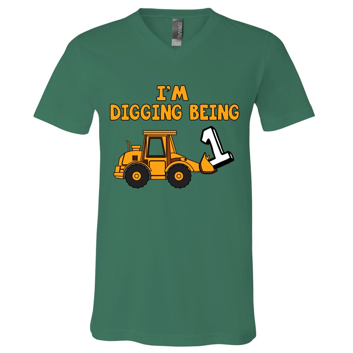 1st Birthday I'm Digging Being One V-Neck T-Shirt