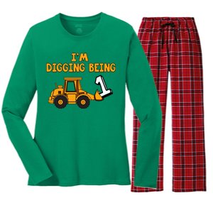 1st Birthday I'm Digging Being One Women's Long Sleeve Flannel Pajama Set 