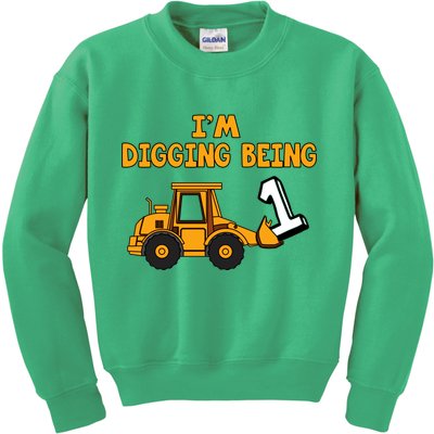 1st Birthday I'm Digging Being One Kids Sweatshirt