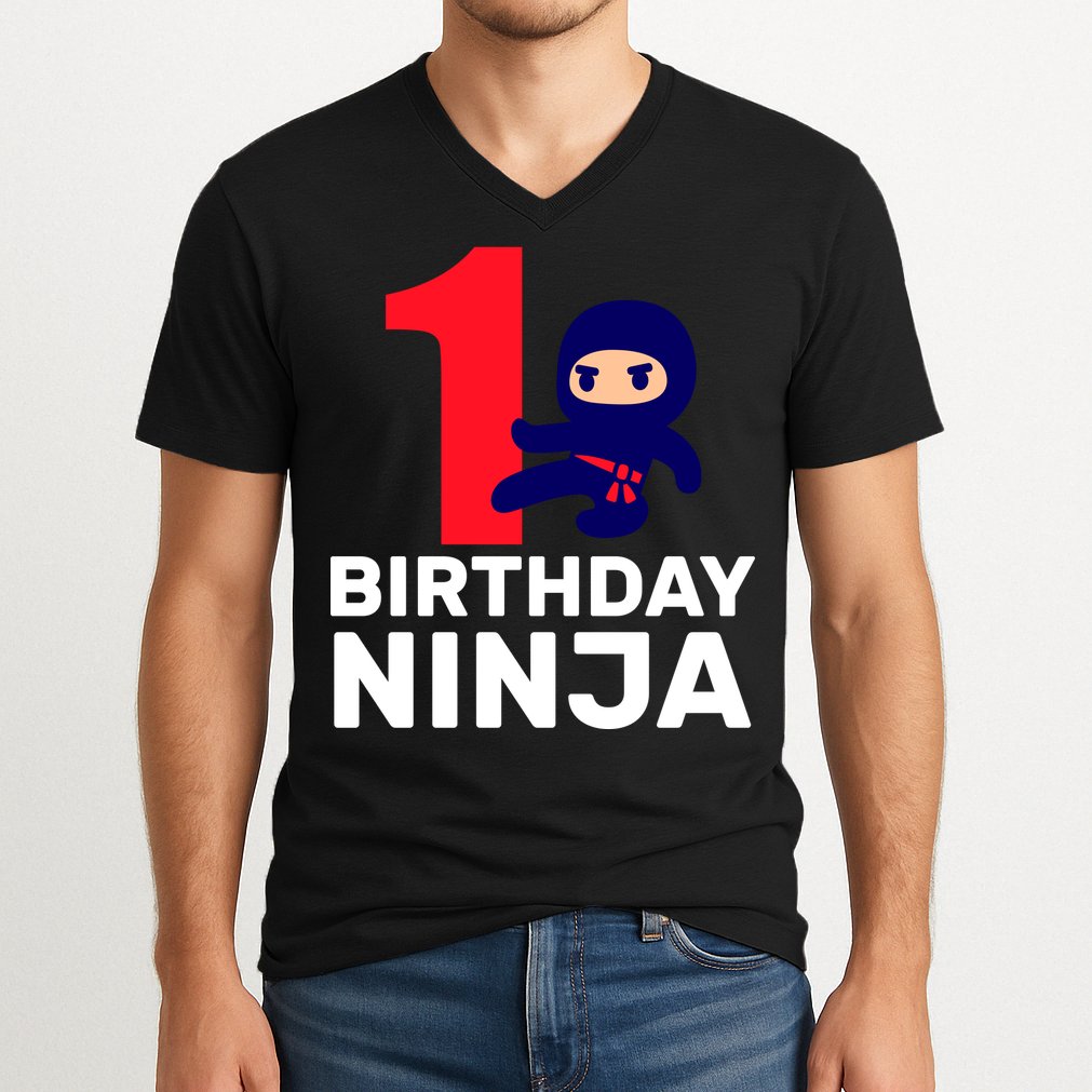 1st Birthday Ninja  V-Neck T-Shirt
