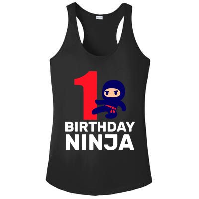 1st Birthday Ninja  Ladies PosiCharge Competitor Racerback Tank