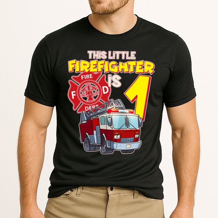 1st Birthday This Little Firefighter Is 1 Cooling Performance Crew T-Shirt