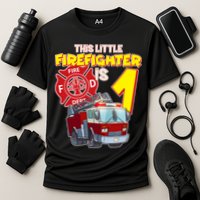 1st Birthday This Little Firefighter Is 1 Cooling Performance Crew T-Shirt