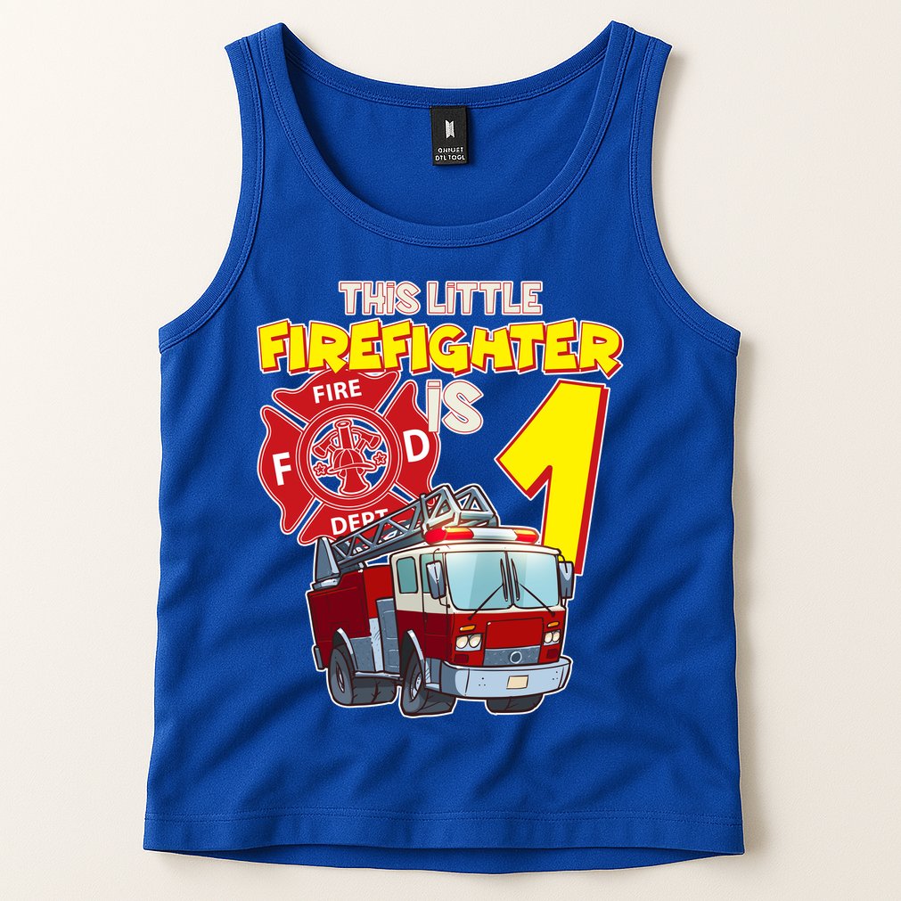 1st Birthday This Little Firefighter Is 1 Tank Top