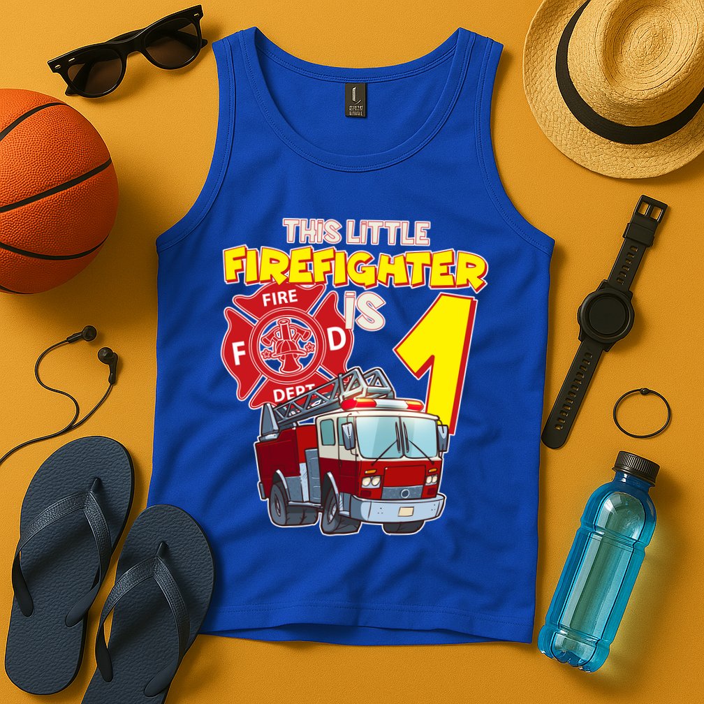 1st Birthday This Little Firefighter Is 1 Tank Top