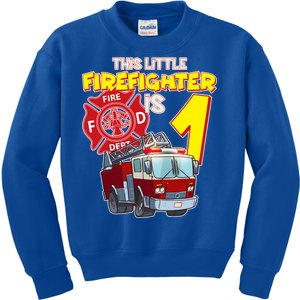 1st Birthday This Little Firefighter Is 1 Kids Sweatshirt