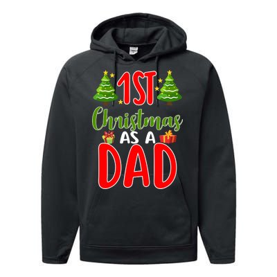 1st Christmas As A Dad Performance Fleece Hoodie