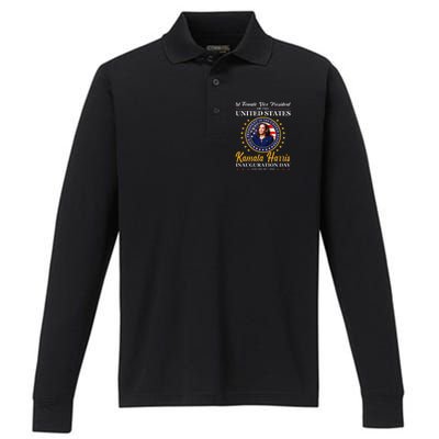 1st First Female Vice President of the United States Kamala Harris Performance Long Sleeve Polo