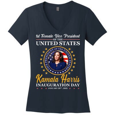 1st First Female Vice President of the United States Kamala Harris Women's V-Neck T-Shirt