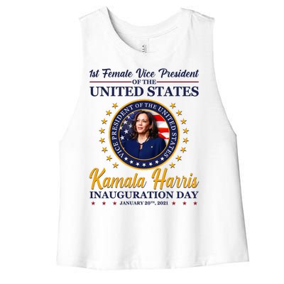 1st First Female Vice President of the United States Kamala Harris Women's Racerback Cropped Tank