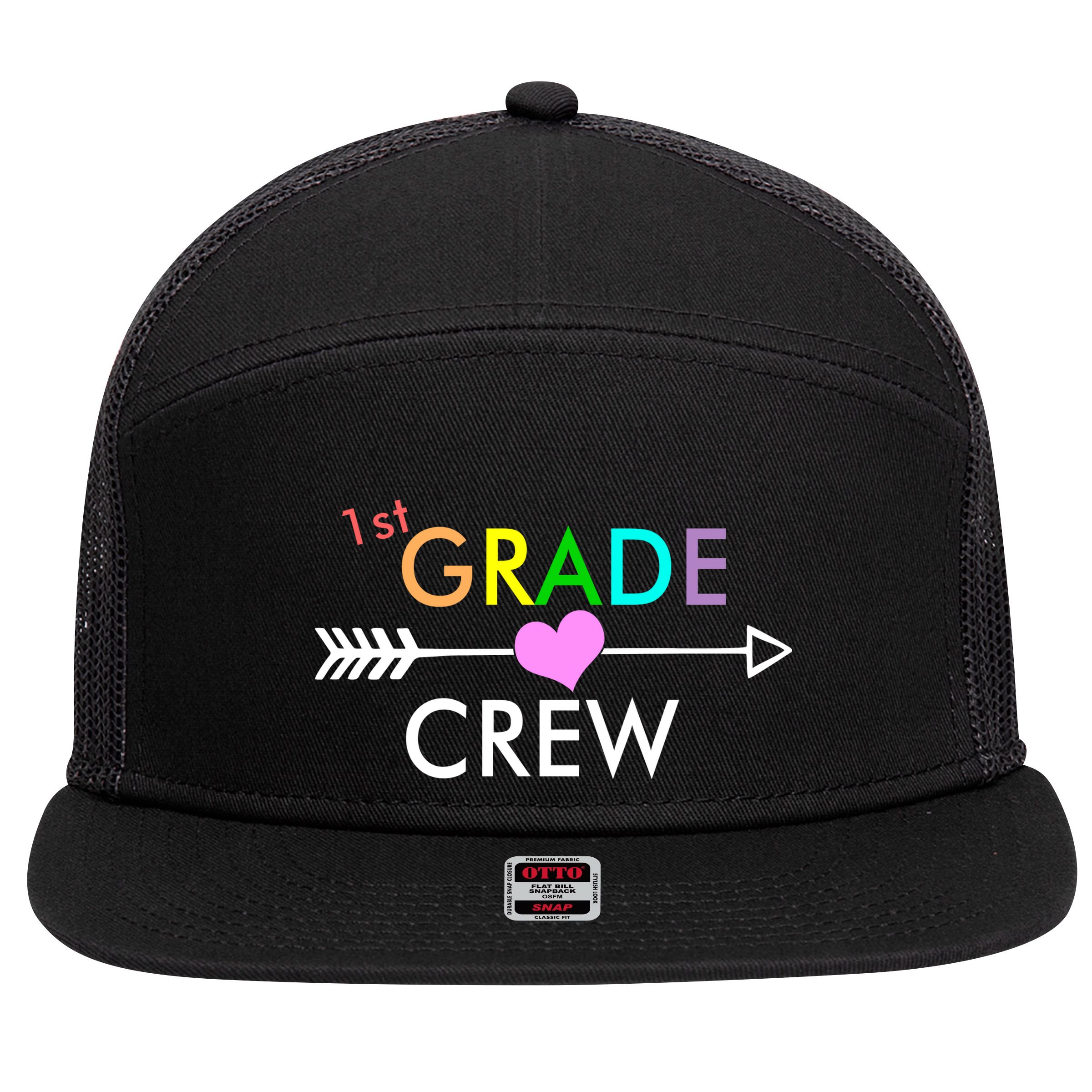 1st Grade Crew Arrow Heart 7 Panel Mesh Trucker Snapback Hat