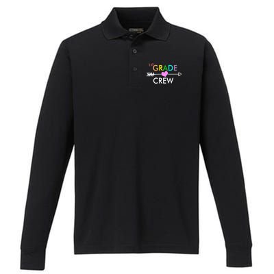 1st Grade Crew Arrow Heart Performance Long Sleeve Polo