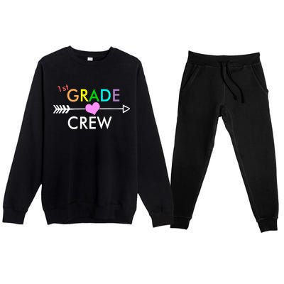 1st Grade Crew Arrow Heart Premium Crewneck Sweatsuit Set