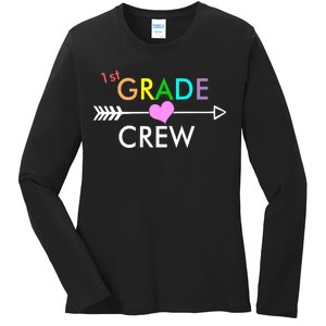 1st Grade Crew Arrow Heart Ladies Long Sleeve Shirt