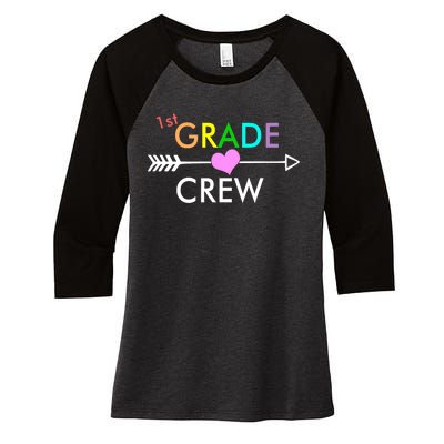 1st Grade Crew Arrow Heart Women's Tri-Blend 3/4-Sleeve Raglan Shirt