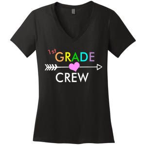 1st Grade Crew Arrow Heart Women's V-Neck T-Shirt