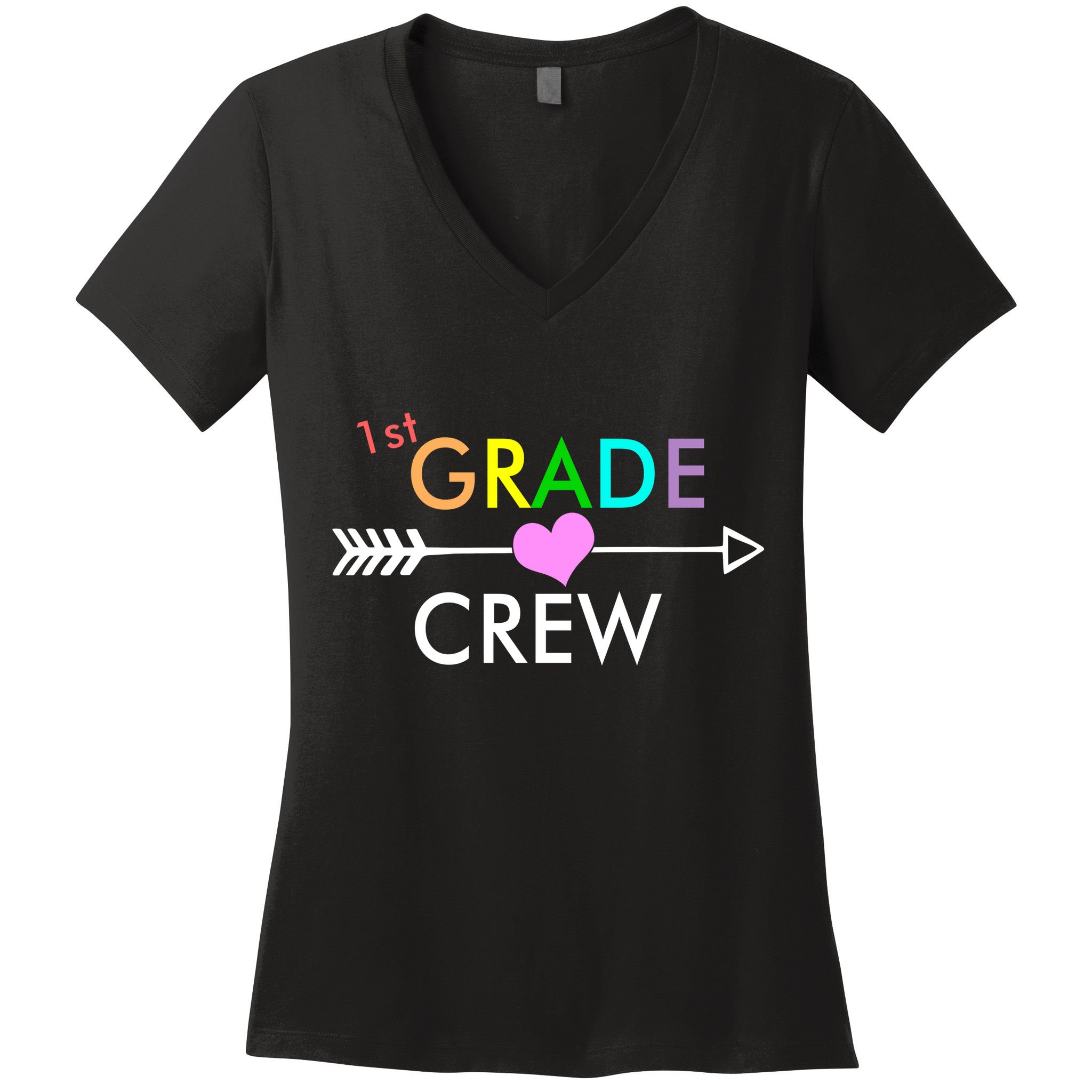 1st Grade Crew Arrow Heart Women's V-Neck T-Shirt
