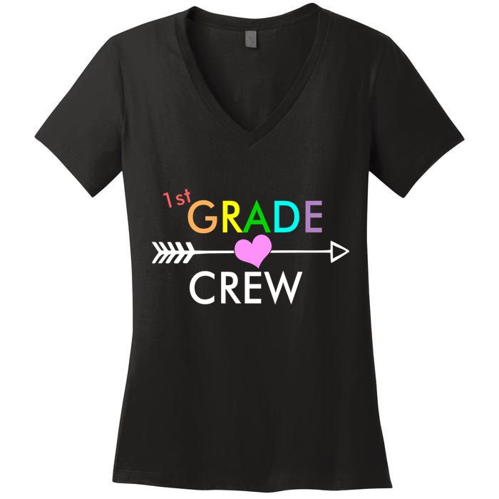 1st Grade Crew Arrow Heart Women's V-Neck T-Shirt