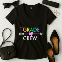 1st Grade Crew Arrow Heart Women's V-Neck T-Shirt
