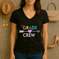 1st Grade Crew Arrow Heart Women's V-Neck T-Shirt
