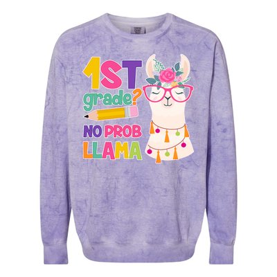 1st Grade? No Prob Llama Colorblast Crewneck Sweatshirt