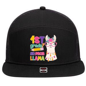 1st Grade? No Prob Llama 7 Panel Mesh Trucker Snapback Hat