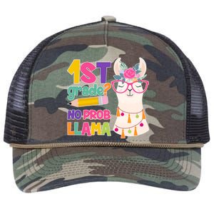 1st Grade? No Prob Llama Retro Rope Trucker Hat Cap